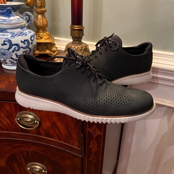 NWOB Men's Cole Haan 2.Zerogrand Laser Wingtip Oxford Shoes Black Size 13 - Picture 2 of 7
